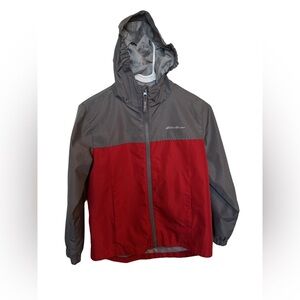 Eddie Bauer Kids Red & Gray Full Zip Hooded Windbreaker Size Small (7-8)
